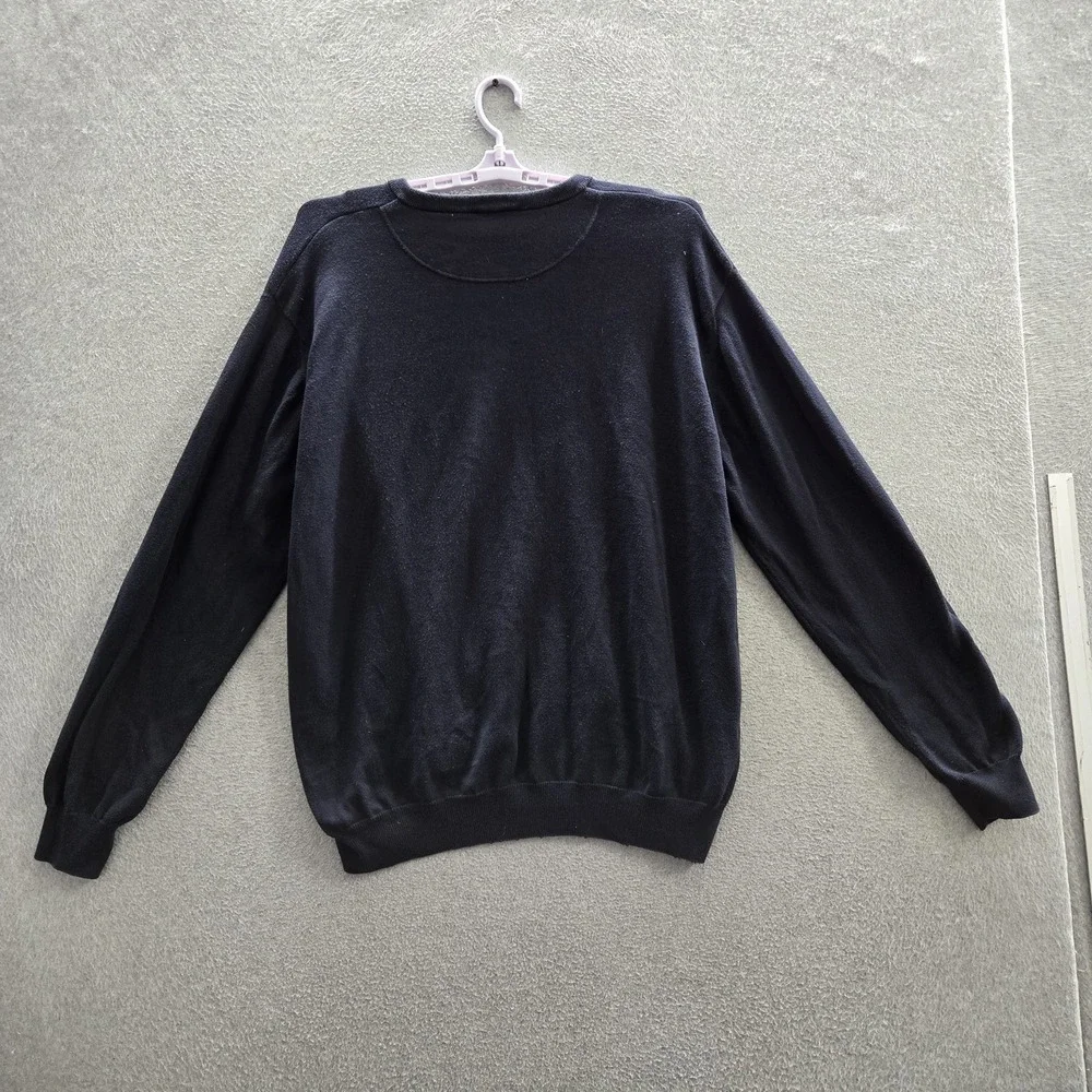 Lacoste Men Sweater 7 Navy Logo Long Sleeve Preppy V Neck